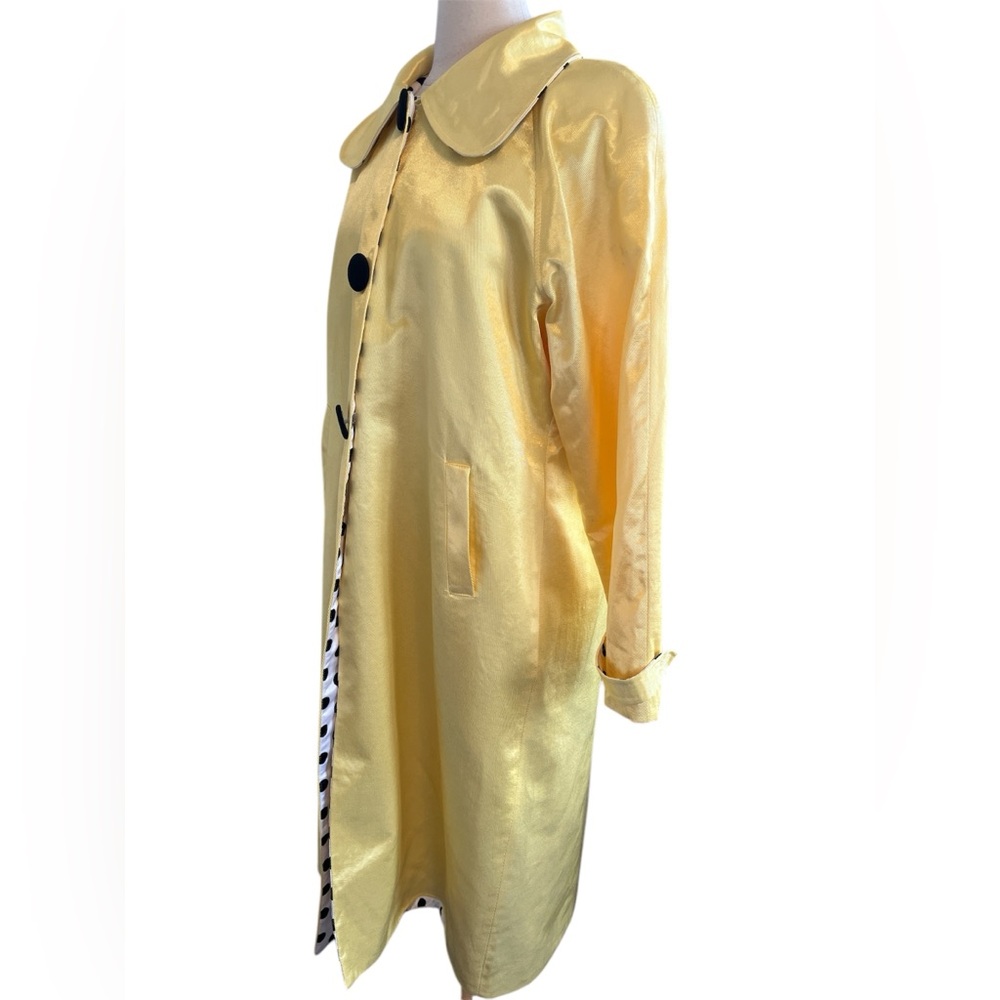 Vintage Ashro 2-piece Yellow Trench Coat w/Black & white polka dot dress Size 16 - Picture 6 of 17